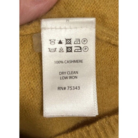 TAHARI Women's Cashmere Sweater Sz L Crewneck Dark Yellow Classic Capsule Luxury - Picture 5 of 9